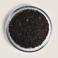 Black tea in a glass dish
