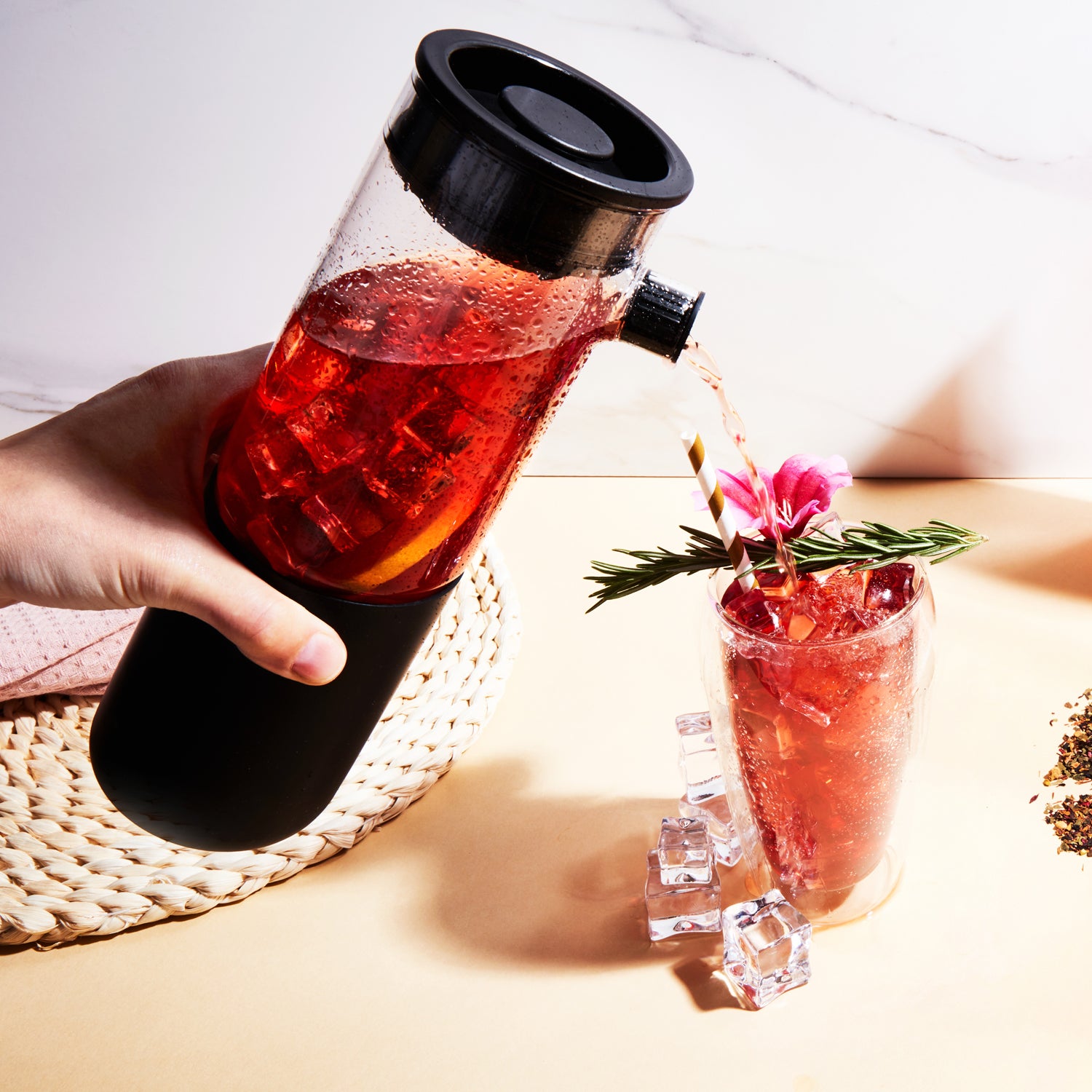 Iced Tea Pitcher: Glass Tea Pitcher with Infuser β Firebelly Tea